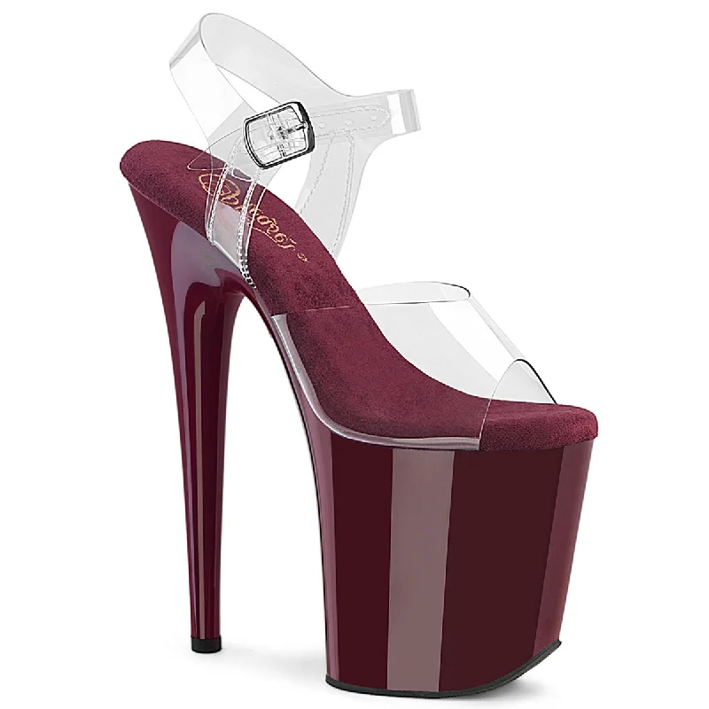 Luxury leather heels in nude-FLAMINGO-808 Burgundy Platform Sandals