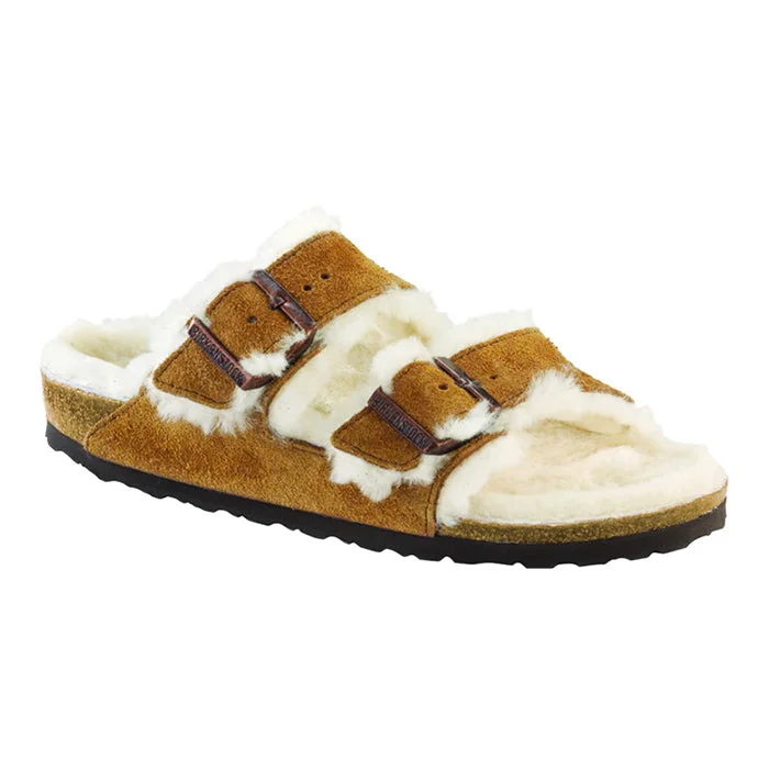 Affordable slip-on loafers-Womens Birkenstock Arizona Shearling Mink