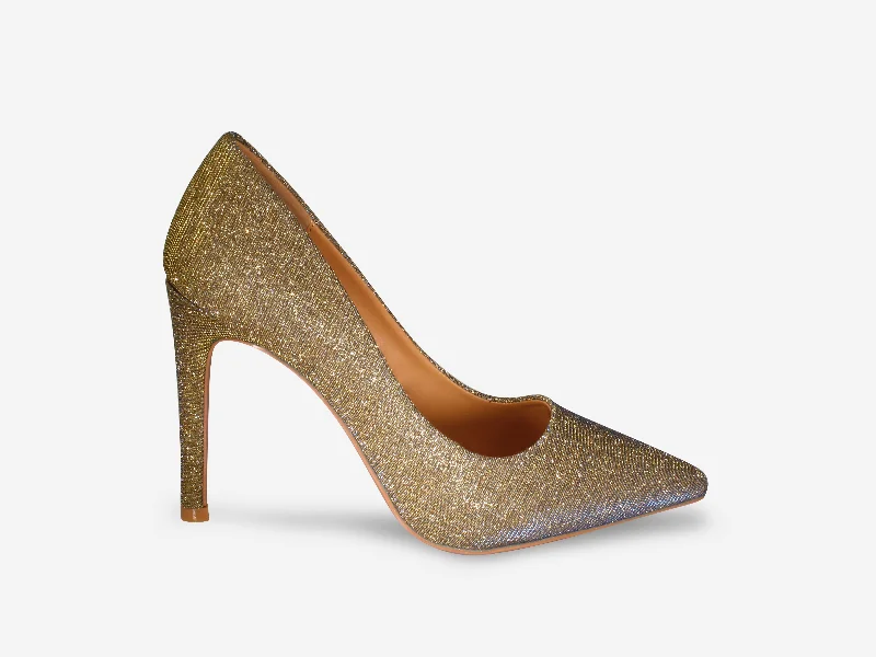 Stella - Gold- Blue Two-tone Court Heel