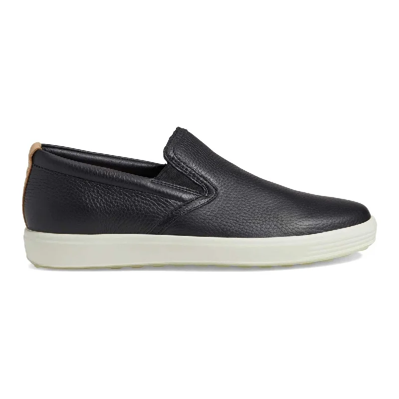 Soft suede loafers for women-Ecco Women's Soft 7 Slip-On Black/Powder