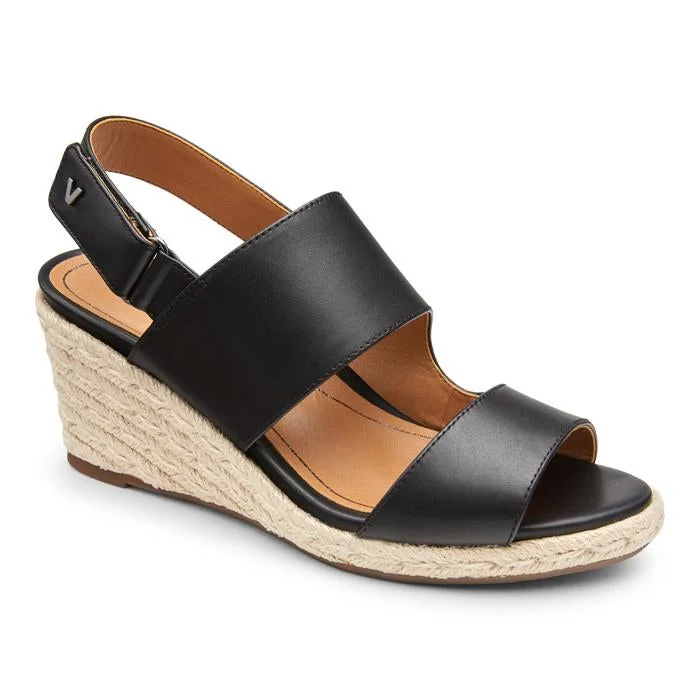 Designer athletic sneakers for women-Womens Vionic Brooke Wedge Sandal Black