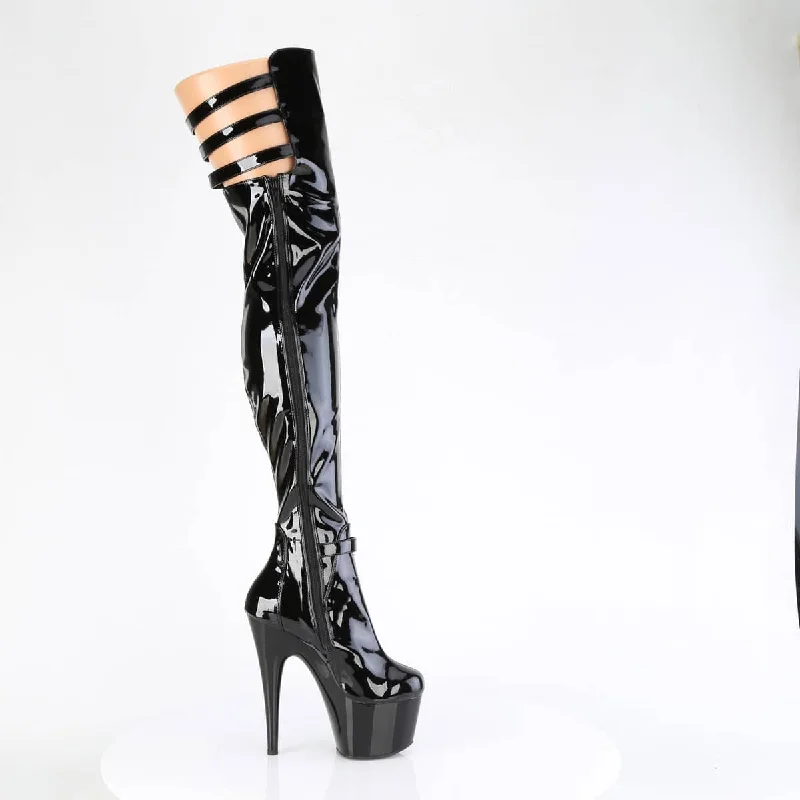 Luxury pointed-toe pumps-ADORE-3055 Black Thigh High Boots