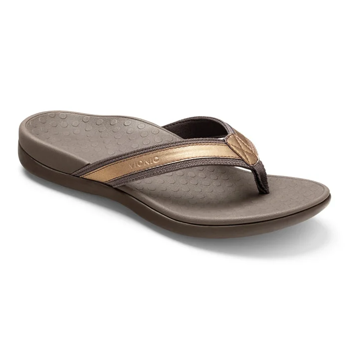 Casual slide sandals for women-Womens Vionic Tide II Toe Post Sandal Bronze