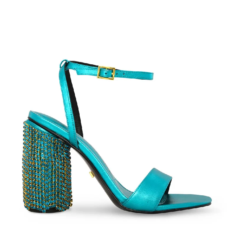 Designer high heels for women-OLIVE BLUE ZIRCON