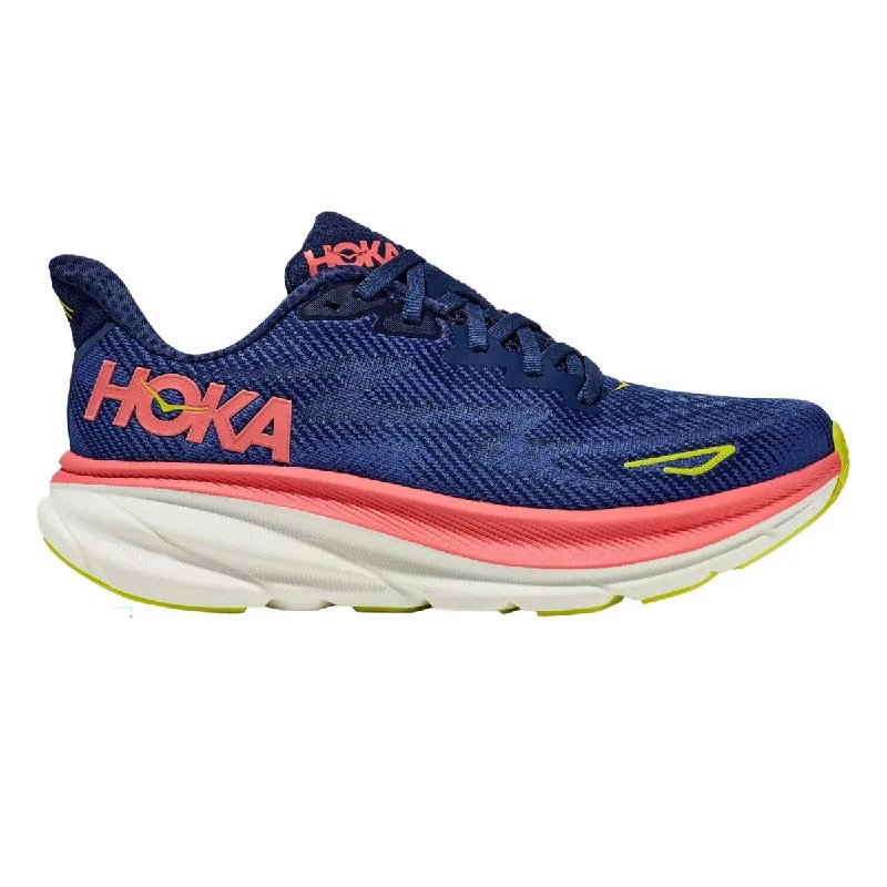 Designer running sneakers under 50-Hoka One One Women's Clifton 9 Evening Sky/Coral