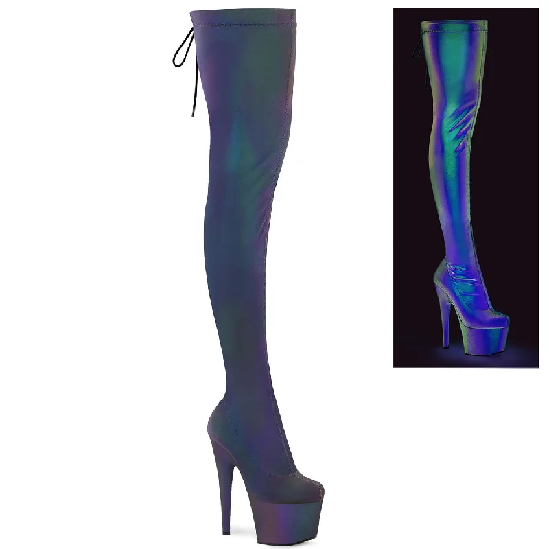 Trendy chunky sneakers for women-ADORE-3008REFL Stretch Pull-On Thigh High Boots