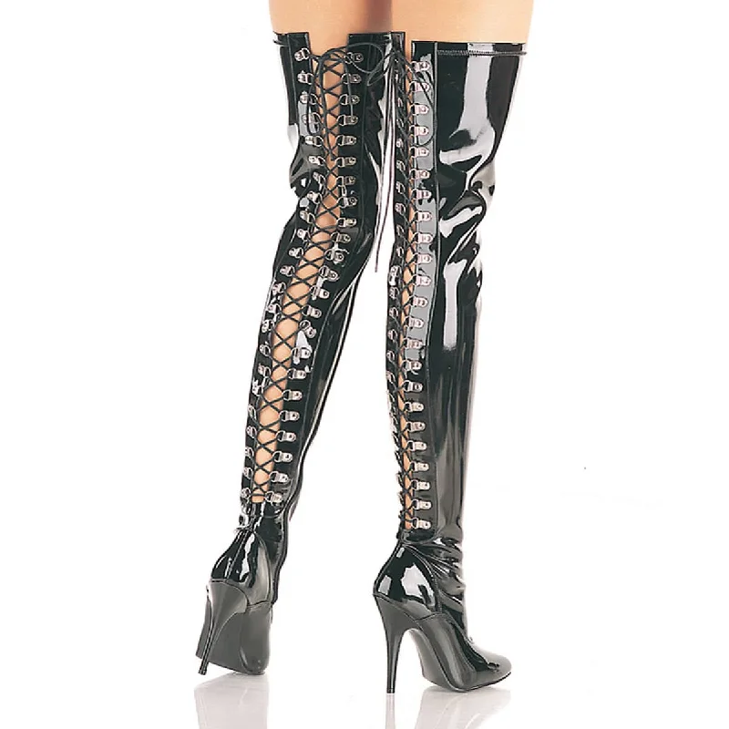 Casual slide sandals for women-SEDUCE-3063 Lace Up Back Thigh High Boots