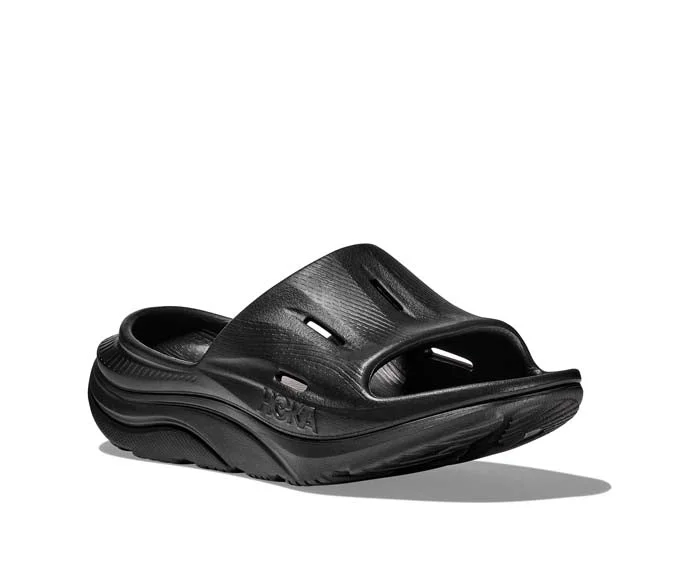 Luxury velvet heels for evening-Womens Hoka Ora Slide 3 in Black/Black