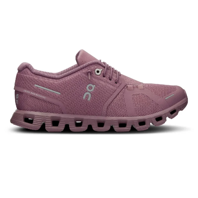 Affordable hiking boots for women-On Running Women's Cloud 5 Fig/Rose