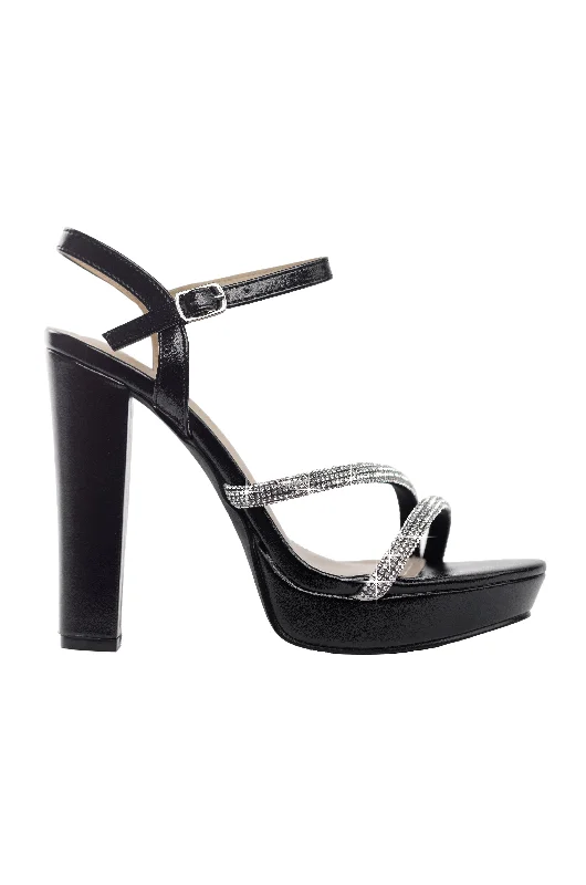 Cute ballet flats for daily wear-Jonetta - Embellished Ankle Strap Platform High Heels