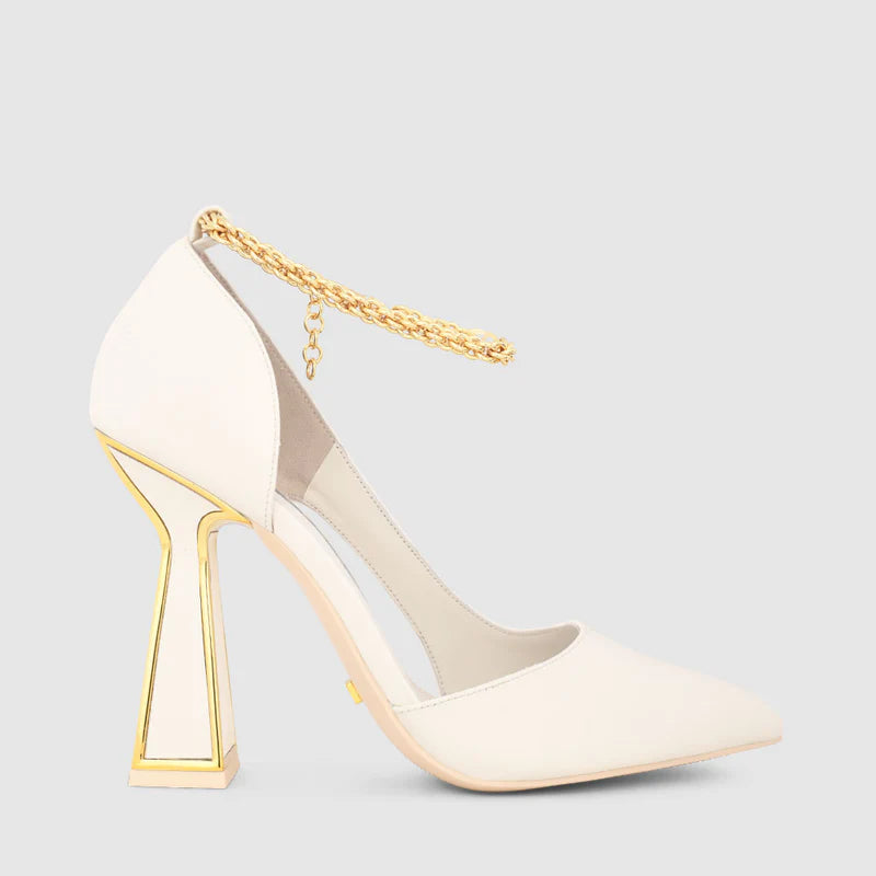 Luxury crystal-embellished heels-YAWA BLANC / GOLD