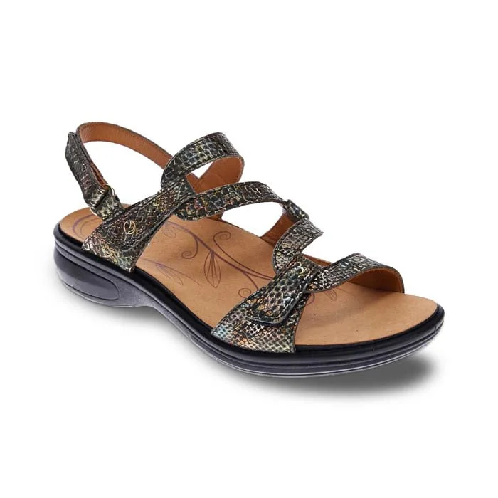 Affordable flip-flops for beach-Womens Revere Emerald in Peacock Python