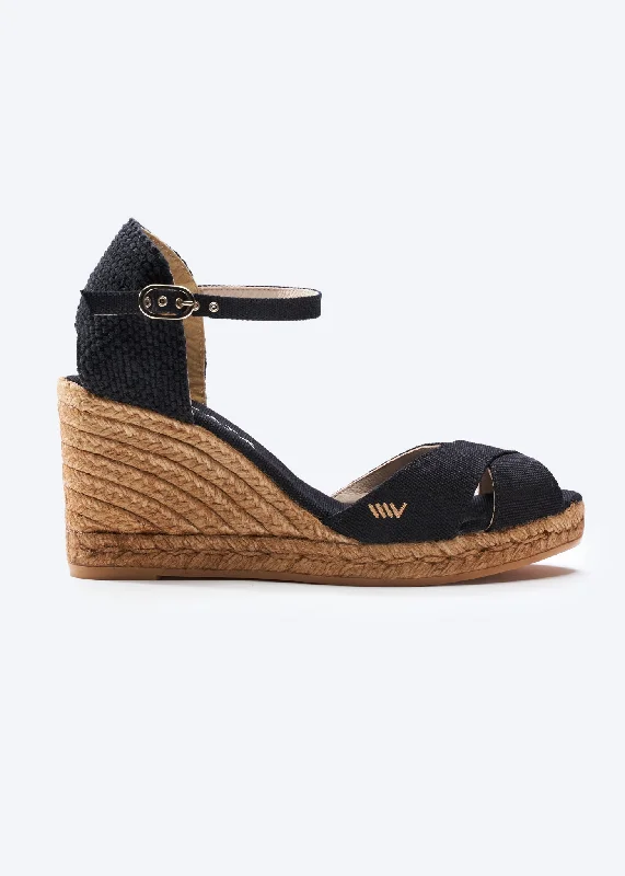 Designer platform sneakers for women-Aiguablava Canvas Espadrille Sandal Wedges