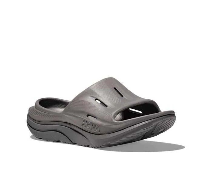 Designer leather pumps on sale-Womens Hoka Ora Slide 3 in Grey/Grey