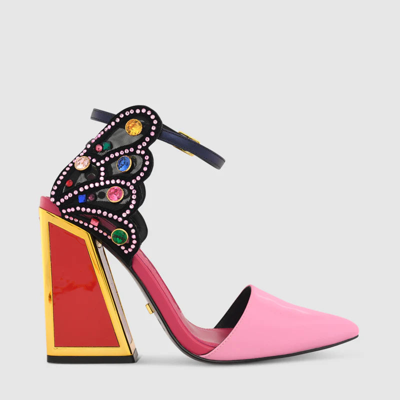 Elegant metallic heels for evening-NAIRA SANDALS WILD ROSE / MULTI