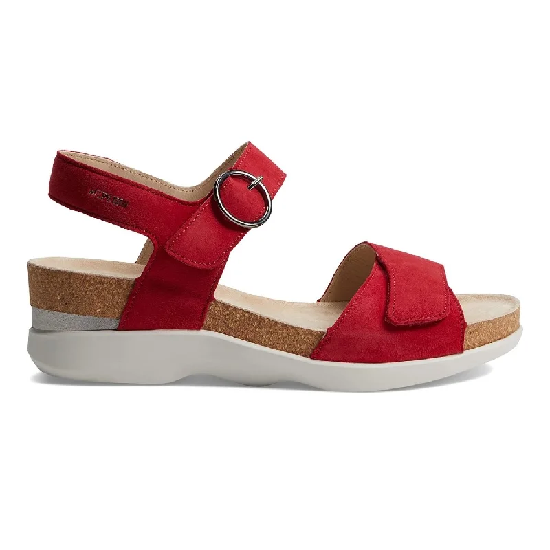 Designer wedge sandals under 100-Mephisto Women's Oriana Scarlet Red Nubuck