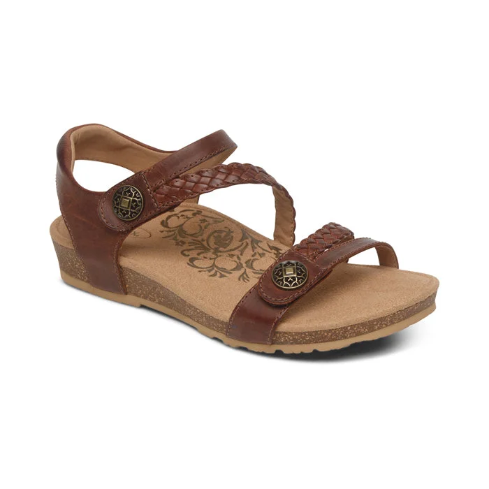 Stylish combat sneakers for fall-Women's Aetrex Jillian Braided Quarter Sandal in Walnut