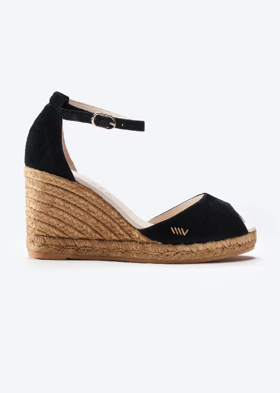 Casual canvas sneakers for women-Caprubi Suede Espadrille Sandal Wedges