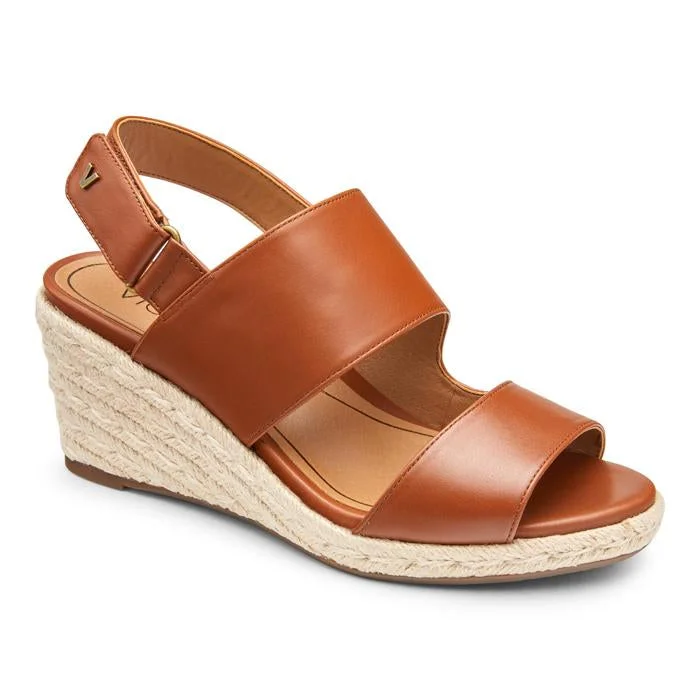 Affordable rain shoes for women-Womens Vionic Brooke Wedge Sandal Cognac