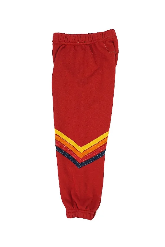 Casual summer dresses for women-KID'S CHEVRON SWEATPANTS - RED