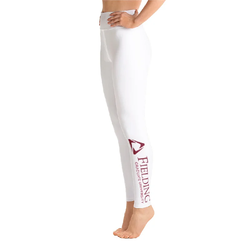 Elegant lace tops for parties-Yoga Leggings - White | Fielding Logo