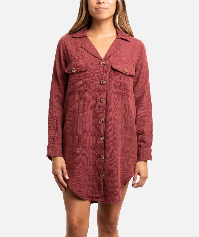 Stylish crop tops for summer-Bonita Flannel Dress - Red