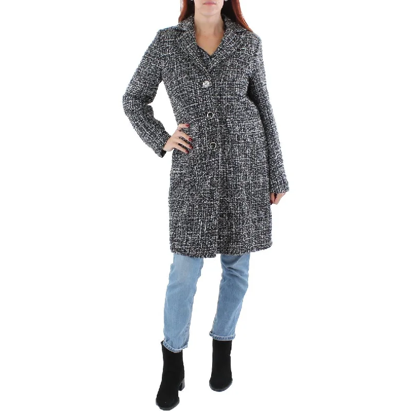 Affordable boho tops for summer-Laundry by Shelli Segal Womens Tweed Metallic Walker Coat