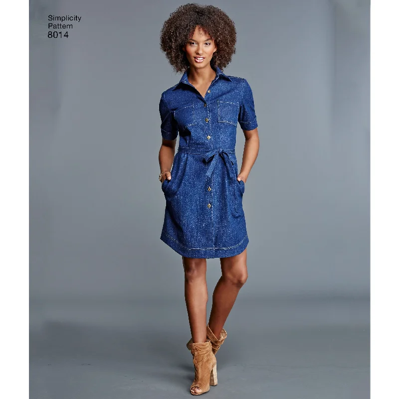 Chic wrap dresses for work-Simplicity Vintage Shirt Dress S8014