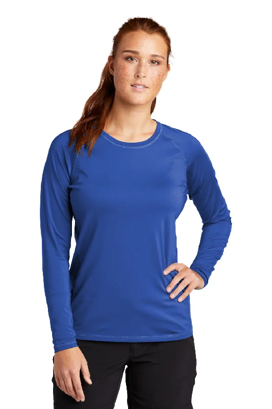 Comfortable leggings for workouts-Sport-Tek Womens Rashguard Moisture Wicking Long Sleeve Crewneck T-Shirt - True Royal Blue