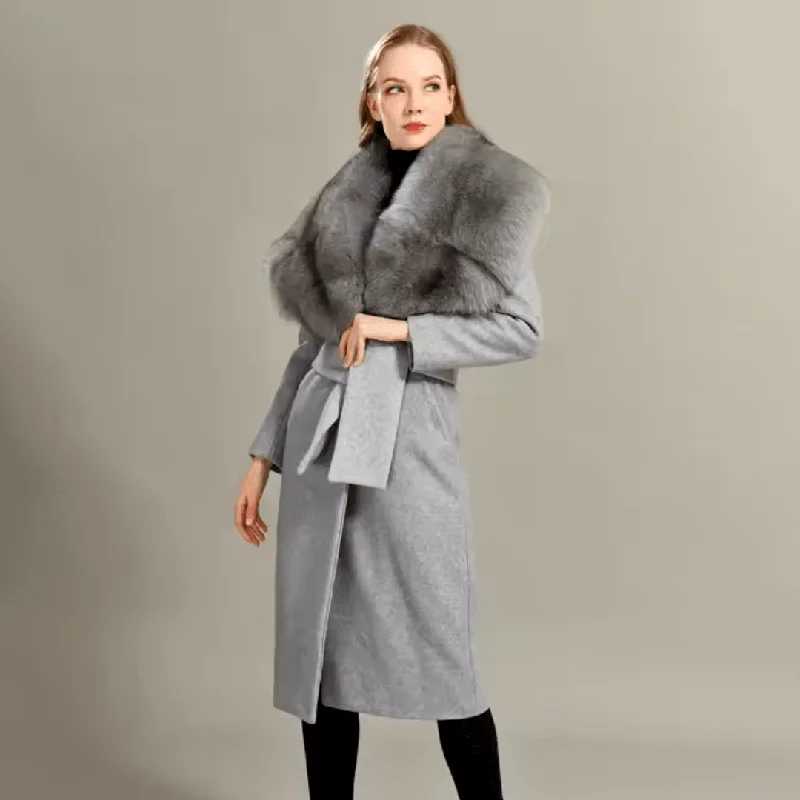 Affordable linen dresses for women-Elegant Cashmere Wool Coat for Women with Luxurious Large...