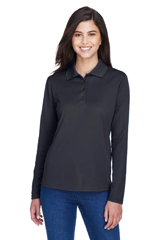 Affordable cardigans for layering-Core 365 Womens Pinnacle Performance Moisture Wicking Long Sleeve Polo Shirt - Carbon Grey