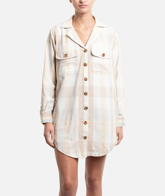 Casual joggers for women-Bonita Flannel Dress - Sand