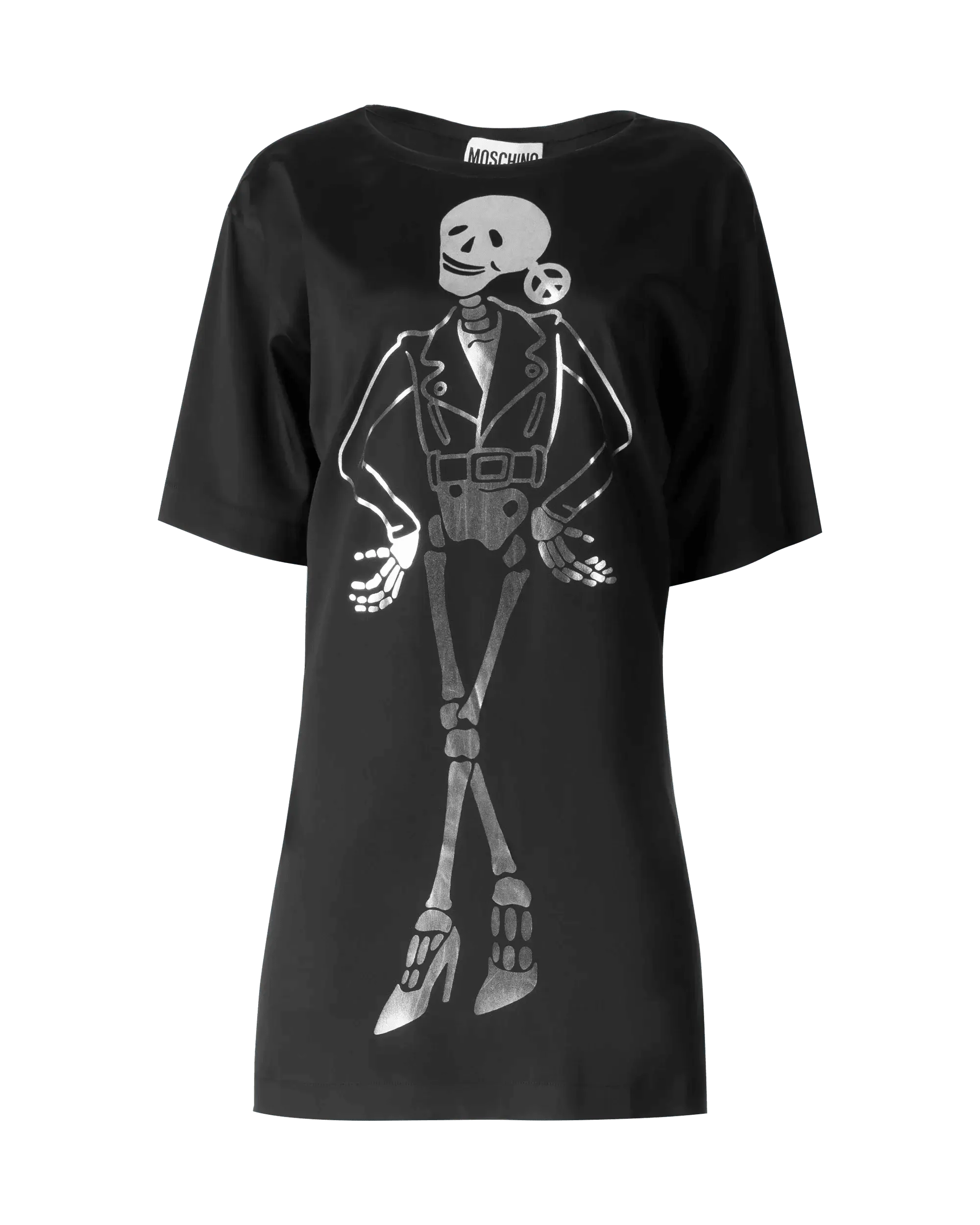 Designer blazers for office wear-Skeleton Print T-Shirt Dress