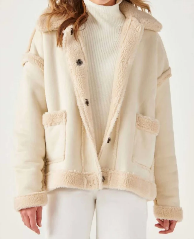 Stylish high-low dresses-Shearling Woven Jacket In Beige