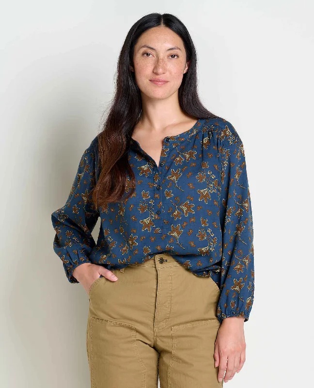 Soft velvet tops for evening-Manzana Long Sleeve Peasant Top