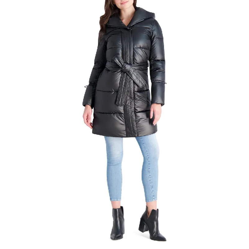 Casual joggers for women-Via Spiga Women's Quilted Mid-Length Puffer Coat with Belted Waist