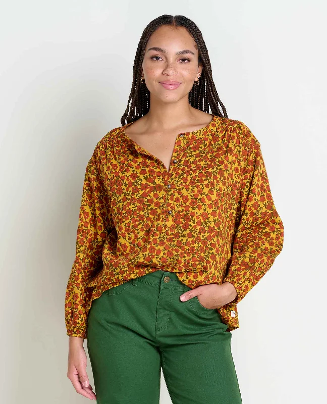 Trendy cropped hoodies for teens-Manzana Long Sleeve Peasant Top