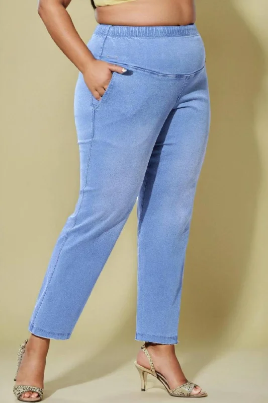 Elegant silk dresses for women-Blue Light Fade Straight Fit Jeans