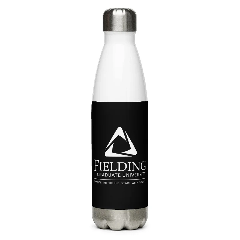 Trendy cropped hoodies for teens-Stainless Steel Water Bottle - Black | Fielding Logo