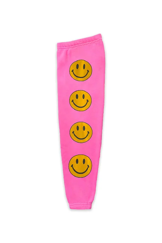 Designer blazers for office wear-KID'S SMILEY 2 SWEATPANTS - NEON PINK