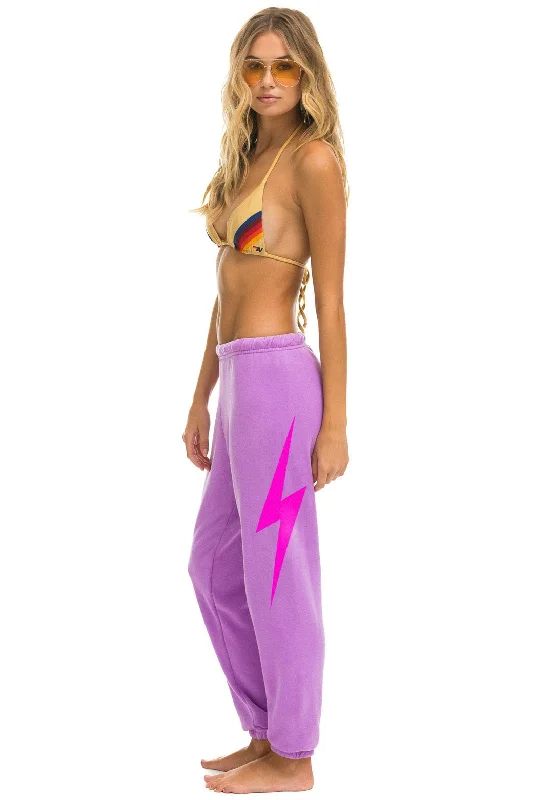 Vintage-inspired sundresses-BOLT SWEATPANTS - NEON PURPLE // NEON PINK