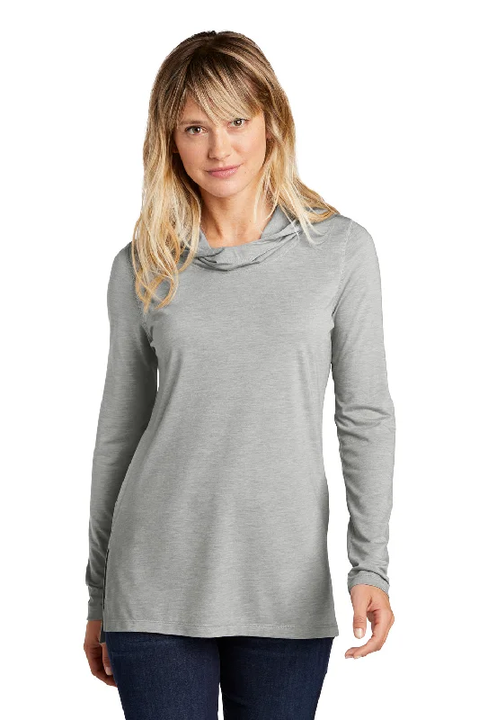 Designer cocktail dresses on sale-Sport-Tek Womens Moisture Wicking Cowl Neck Long Sleeve T-Shirt - Heather Light Grey