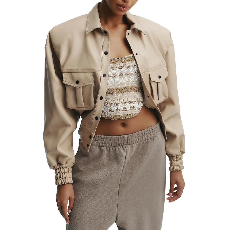 Affordable cardigans for layering-The Mannei Womens Parla Collar Leather Bomber Jacket