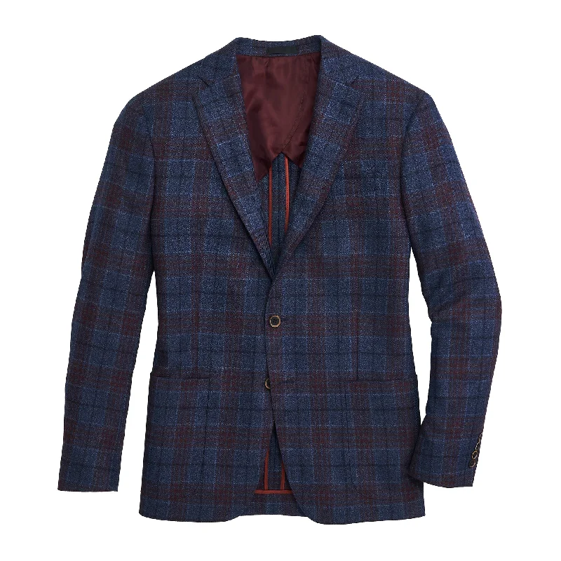 Chic blouses for casual Fridays-Loro Piana Horizon Plaid Sport Coat - Blue Horizon