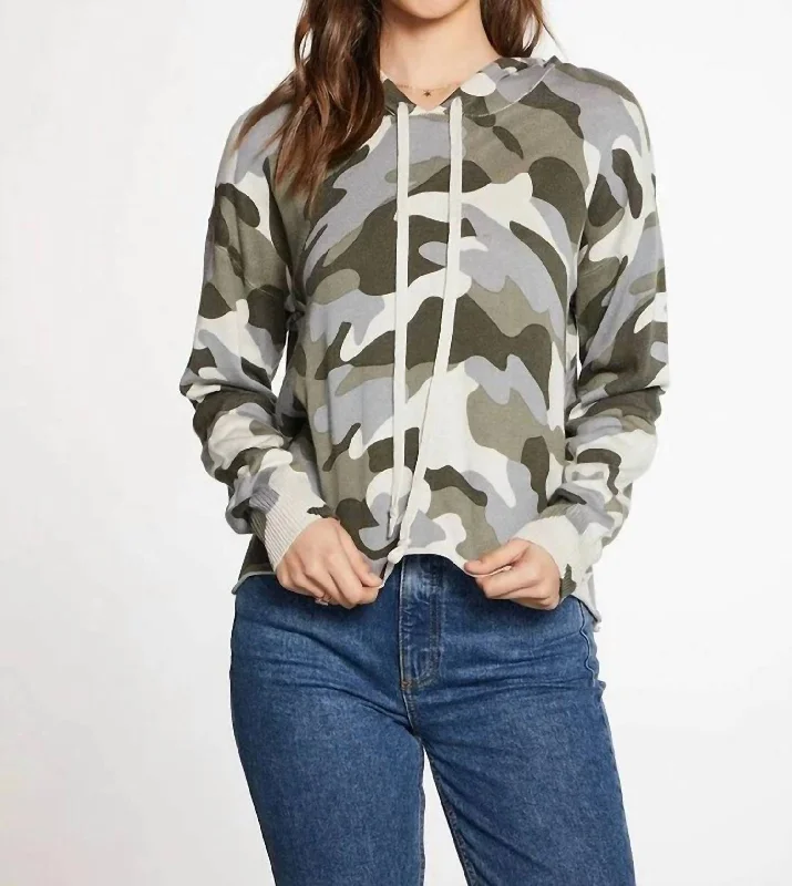 Casual linen pants for women-Camo Long Sleeve Hoodie