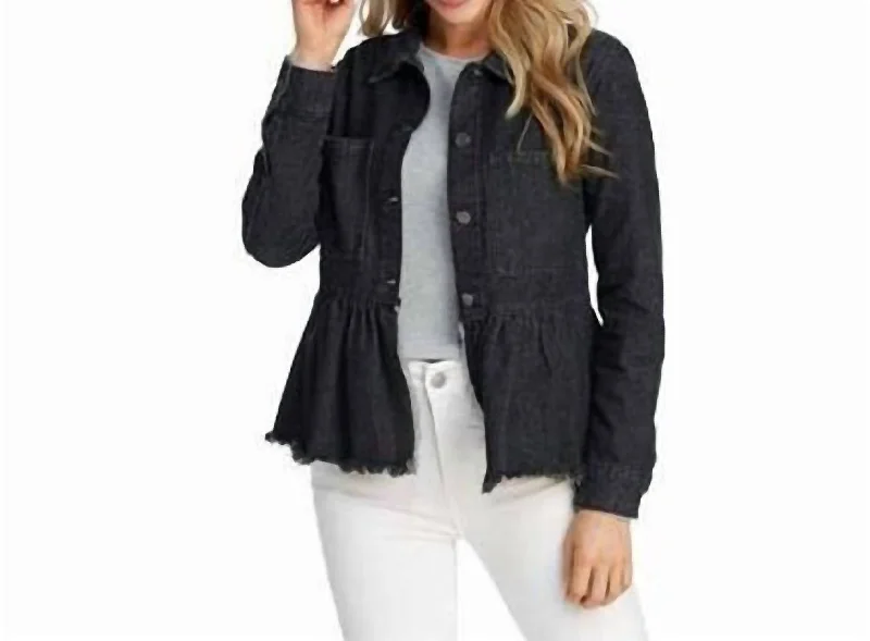 Trendy high-waisted jeans for women-Banks Denim Jacket In Black