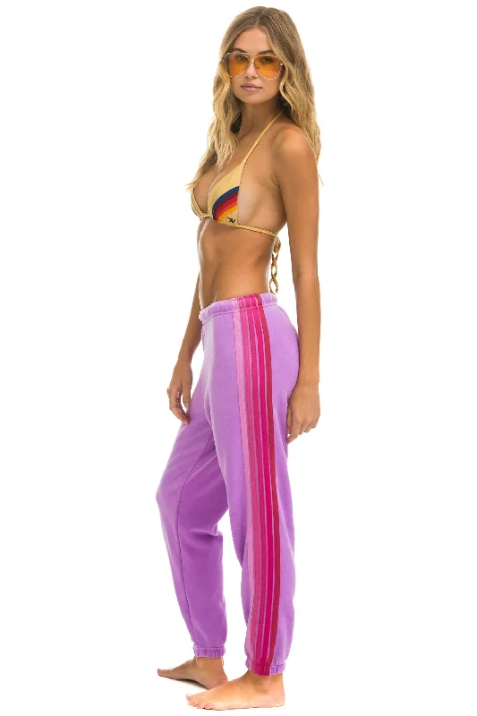 Stylish high-low dresses-5 STRIPE SWEATPANTS - NEON PURPLE // PINK