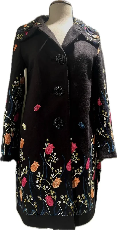 Trendy bomber jackets for fall-Floral Embroidery Jacket In Blk/flrl