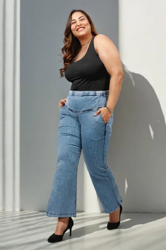 Designer evening gowns under 200-Plus Size Tortoise Blue Flare Jeans