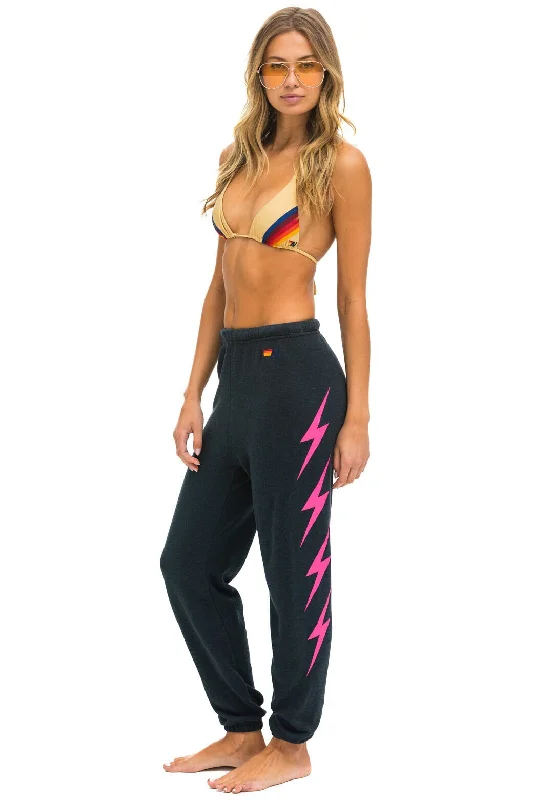 Elegant silk blouses for work-BOLT 4 SWEATPANTS - CHARCOAL // NEON PINK